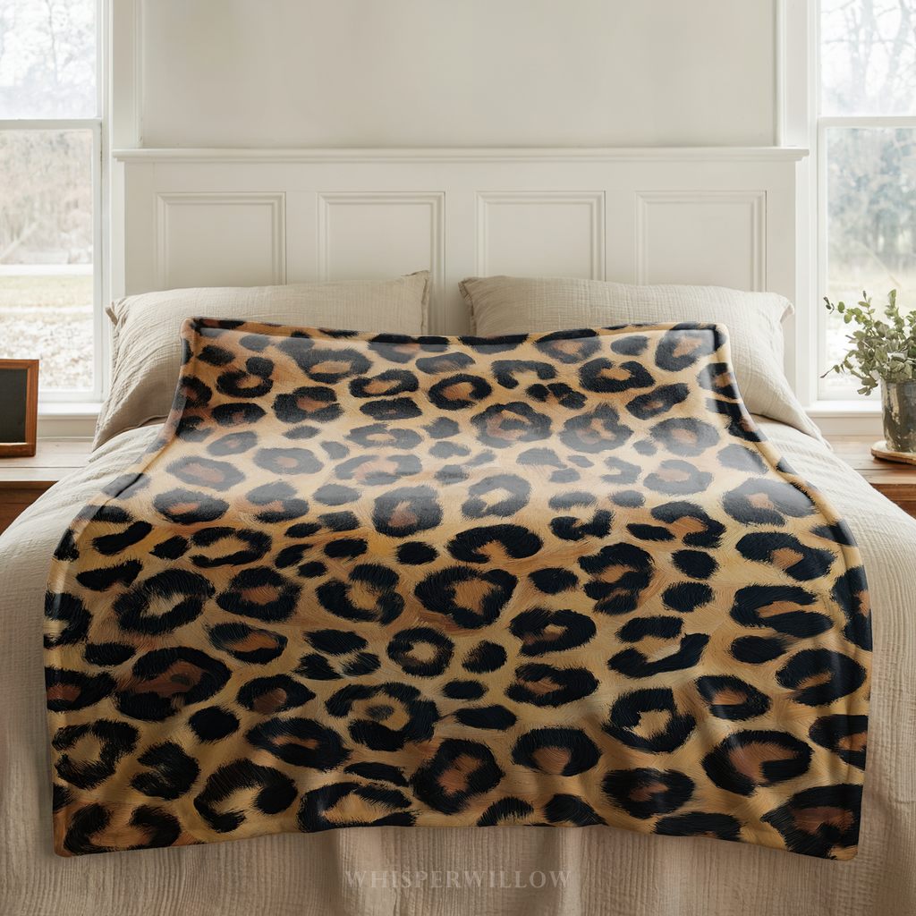 Leopard Print Throw Blanket - Plush Neutral Animal Pattern