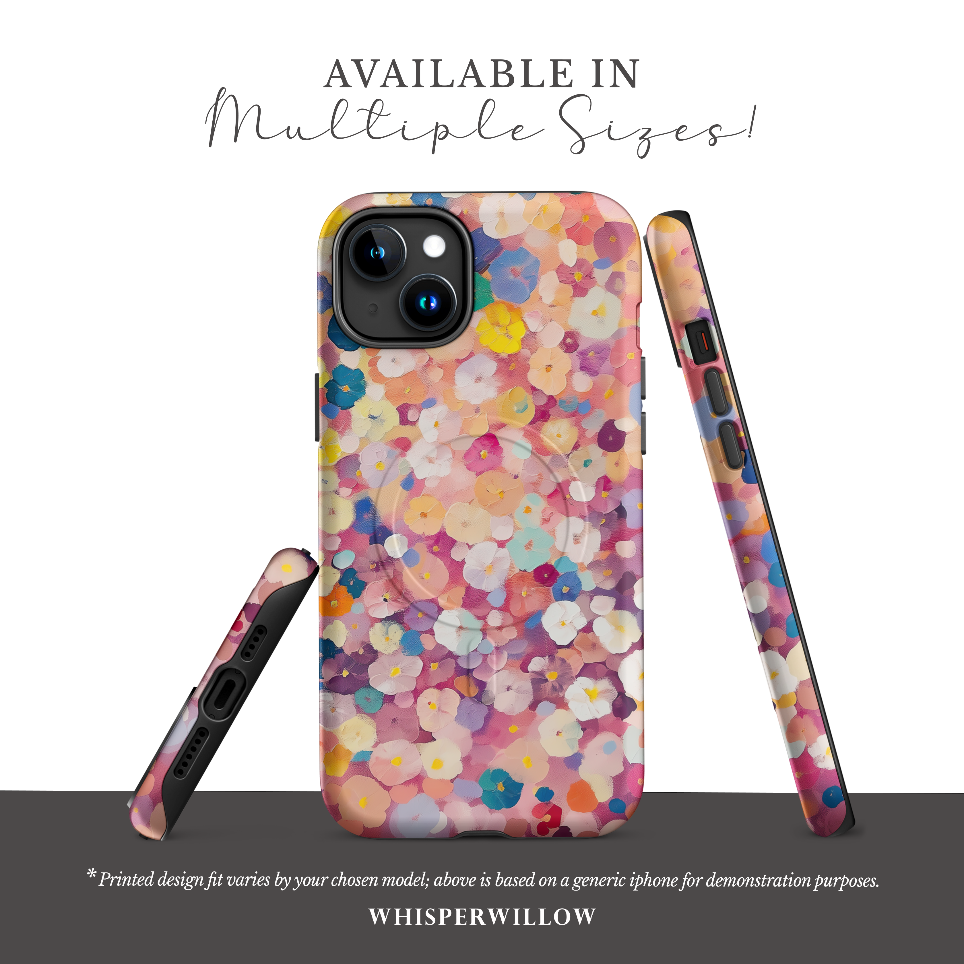 Colorful Floral Confetti Magnetic Case | Compatible with iPhone | Abstract Garden Pattern Cover