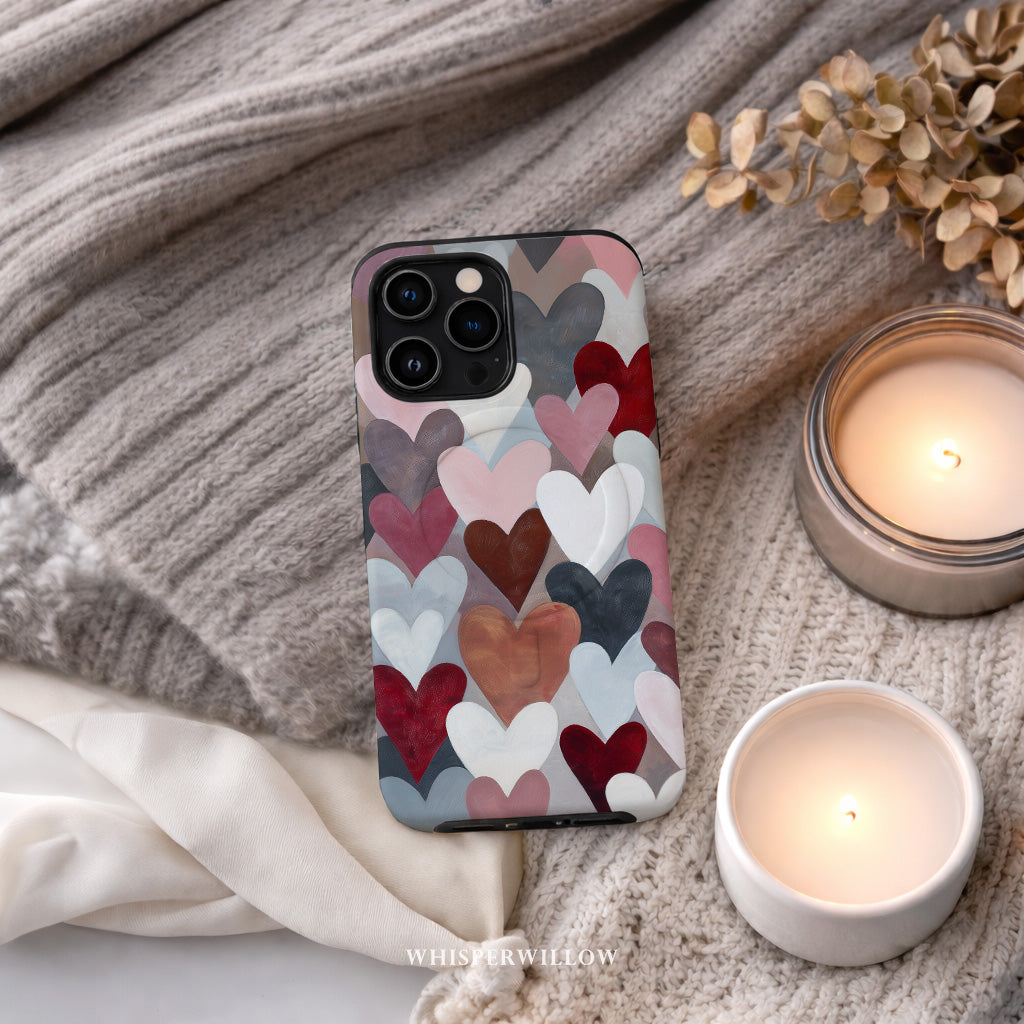 Cute Heart Pattern Phone Case | Romantic Valentine Design | Magnetic Charging Compatible with iPhone