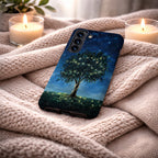 Mystical Tree Phone Case | Night Sky Art | Compatible with Samsung | Glowing Fireflies, Dreamy Stars, Nature