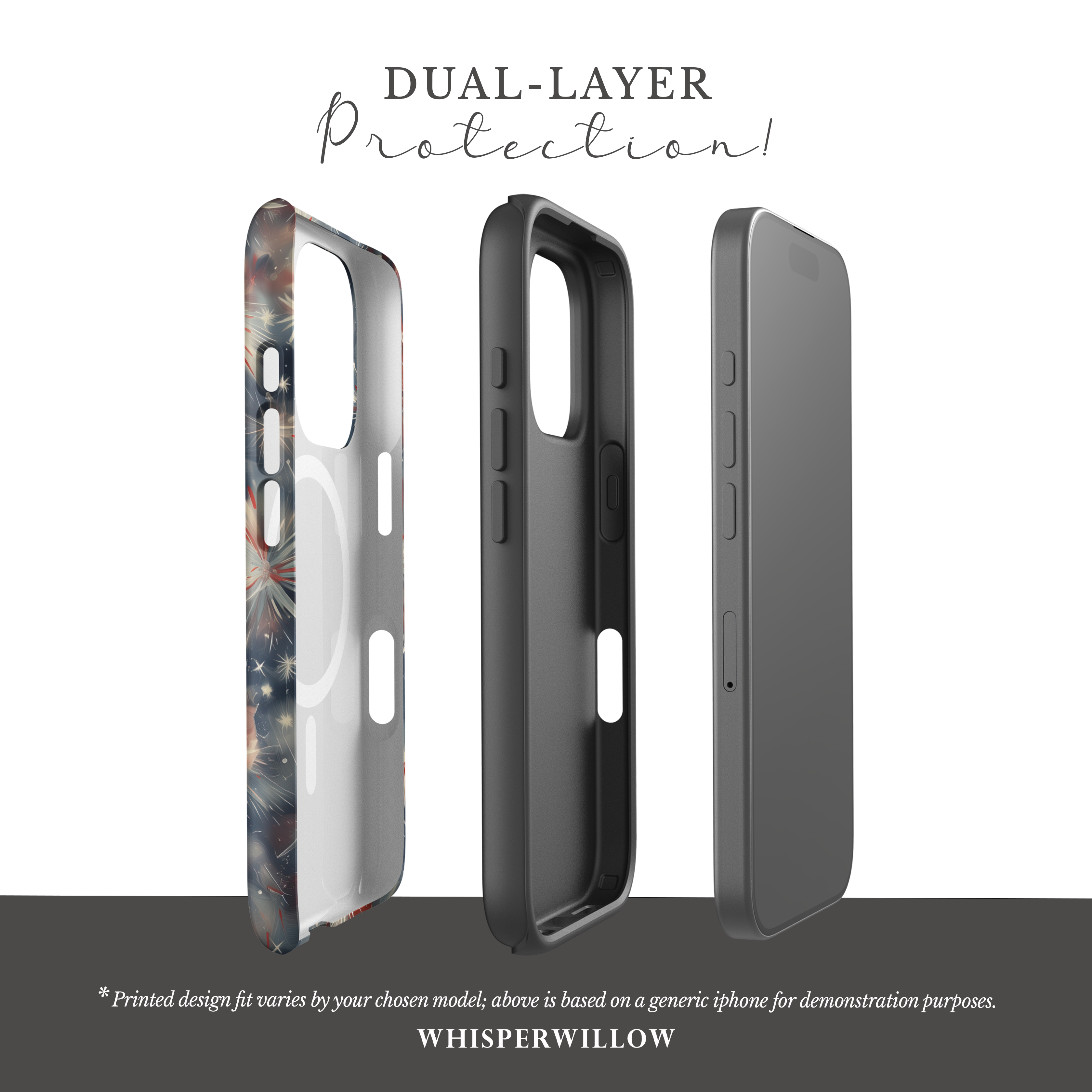 Abstract Fireworks Magnetic Case | Compatible with iPhone | Patriotic Red White Blue Starburst Cover