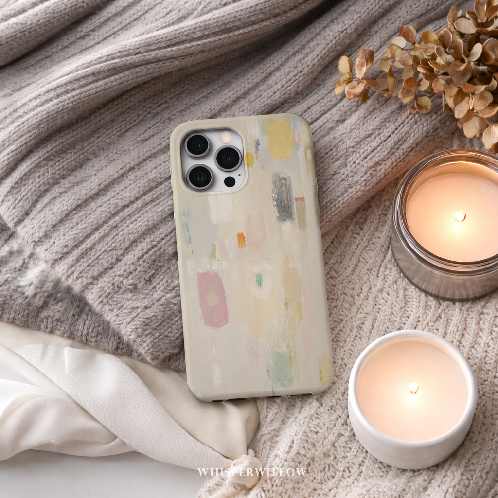 Abstract Pastel Art Phone Case | Compatible with iPhone | Colorful Minimal Design Cover