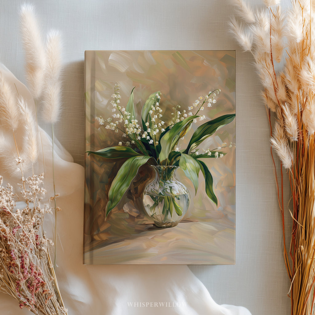 Maiglöckchen-Notizbuch (gebunden) – Vintage-Blumenstrauß, elegantes Notizbuch, wunderschönes Geschenk