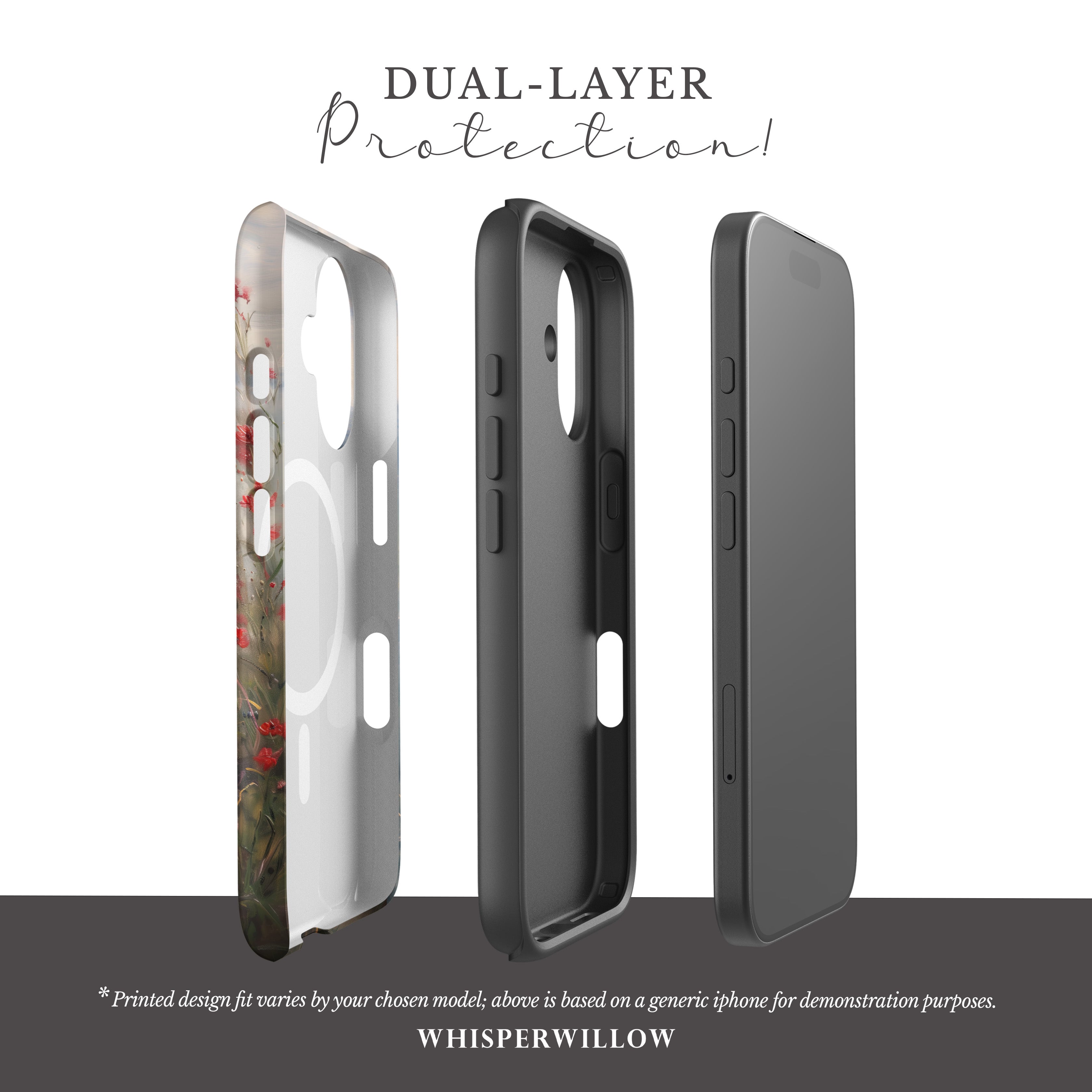Coastal Wildflower Phone Case | Floral Lake Art | Compatible with MagSafe, Aesthetic Nature Cute Artistic Spring Summer Gift