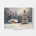 Cozy Cabin Winter Wonderland Canvas Wall Art Christmas Holiday Home Decor Gift