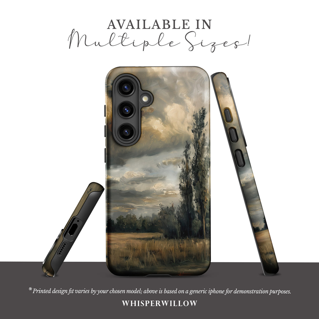 Moody Landscape Phone Case | Compatible with Samsung | Stormy Sky Nature Art Scenic Countryside Aesthetic Neutral Earthy