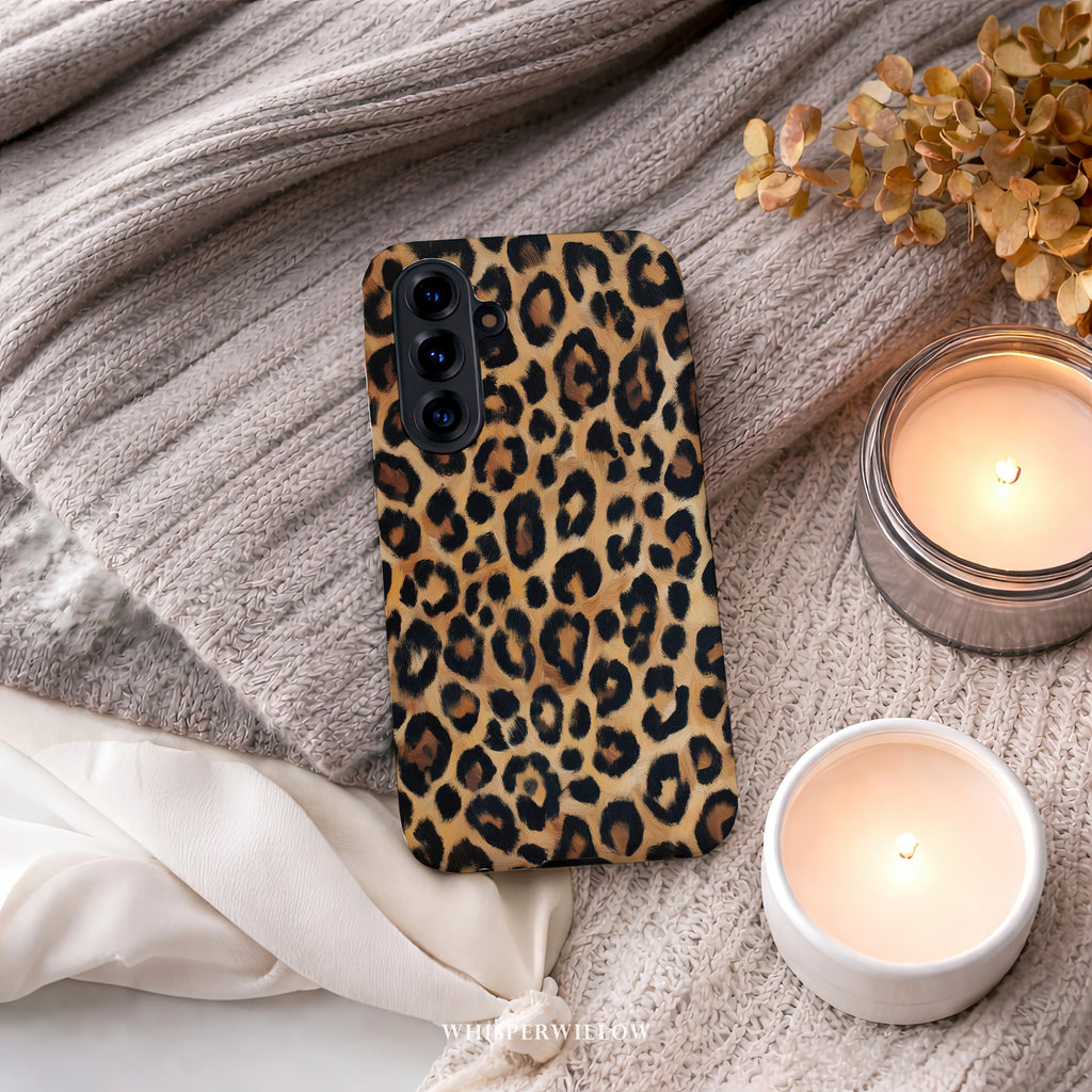 Leopard Print Dual Layer Phone Case | Compatible with Samsung | Matte Protective Cover
