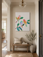 Wild Birds Canvas Wall Art | Colorful Songbirds on Tree Branch | Vibrant Nature Decor Gift