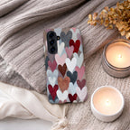 Heart Pattern Phone Case Compatible with Samsung Galaxy | Cute Aesthetic Pink Red Romantic Valentine Modern Love Art Cover
