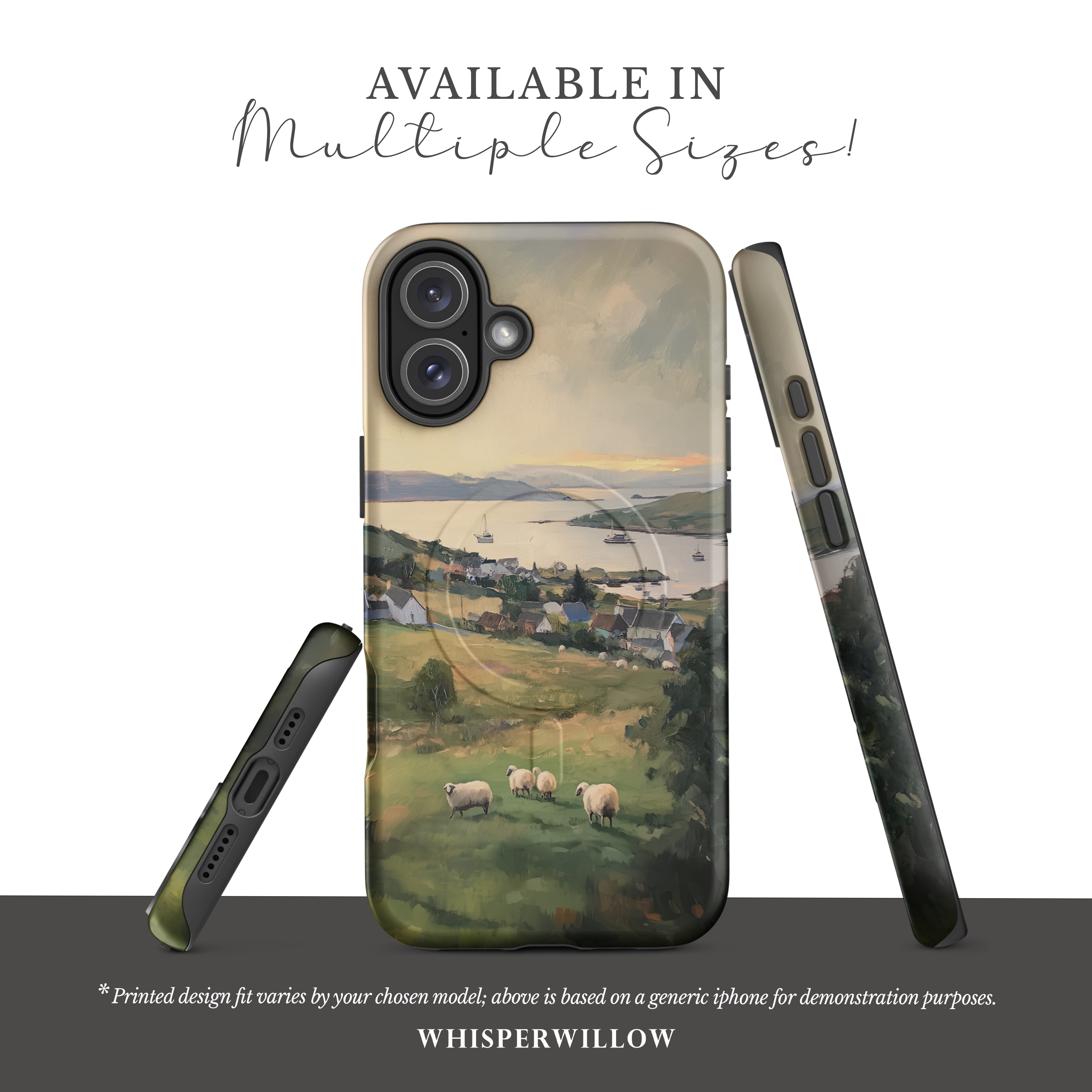 Coastal Sheep Meadow Magnetic Case | iPhone Compatible | Irish Harbor Village Scenic Cover