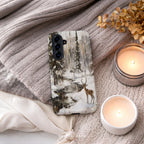 Winter Deer Aesthetic Phone Case Compatible with Samsung – Forest Snow Wildlife Art, Rustic Nature Scenic Design, Outdoor Gift for Him