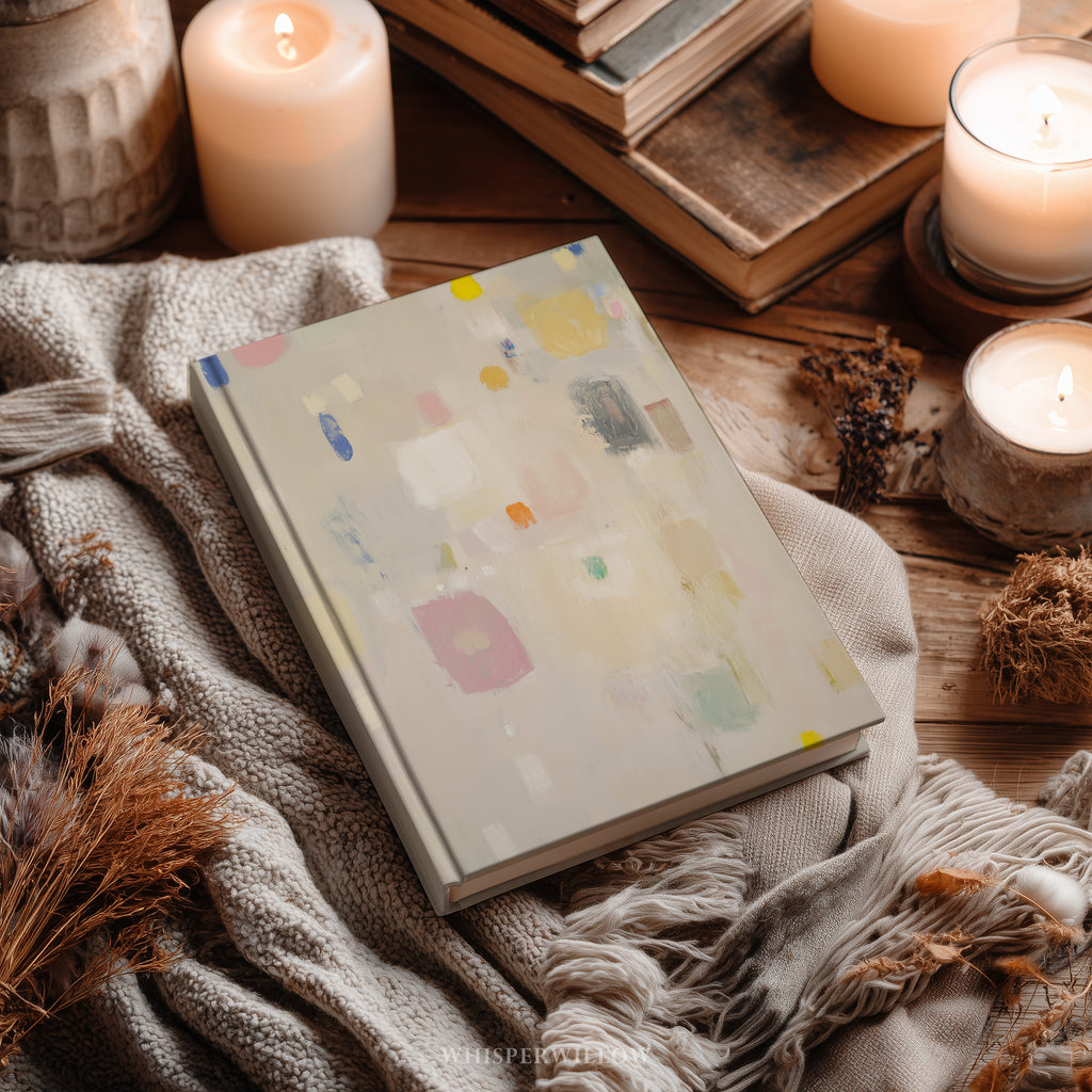 Abstract Neutral Block Hardcover Journal - Modern Minimal Art, Pastel Patterns Notebook Gift