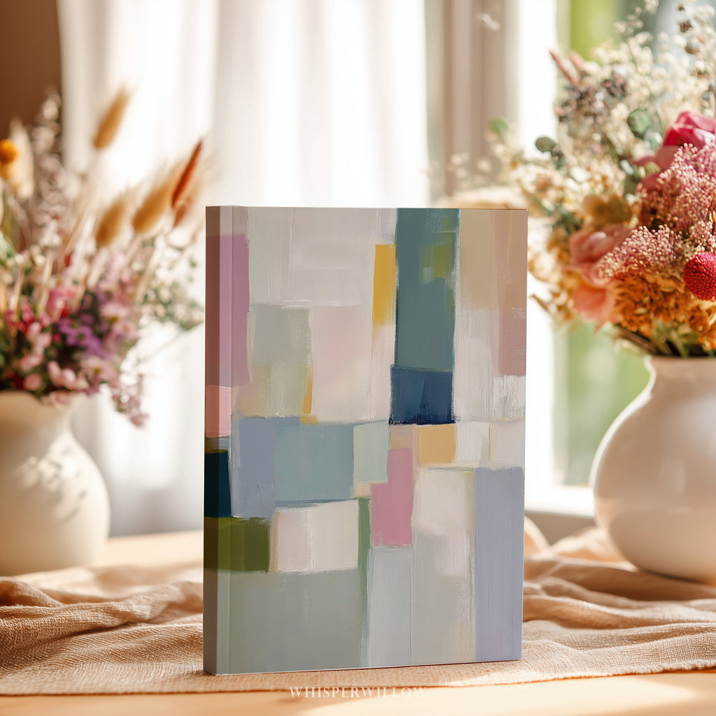 Notizbuch mit abstrakten geometrischen Blöcken (Hardcover) – Modernes Farb- und Musterdesign – Geschenkidee