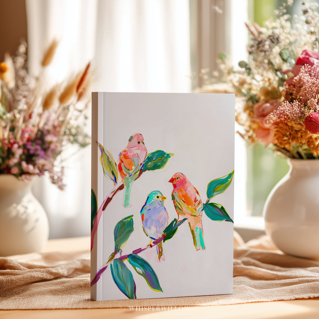 Vibrant Songbirds Hardcover Journal - Colorful Wildlife Animals, Nature Art Notebook Gift
