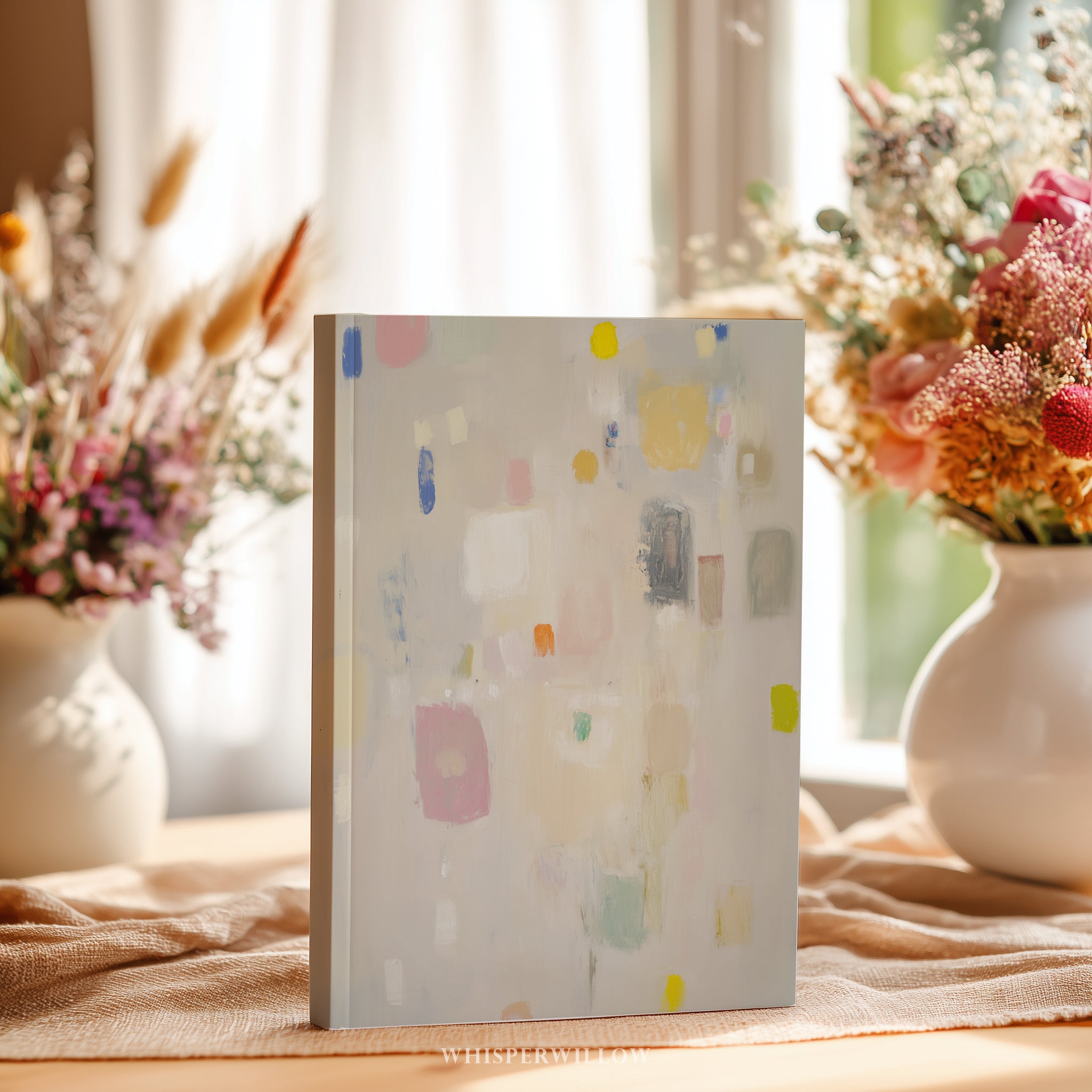 Carnet à couverture rigide à motifs abstraits neutres - Art minimaliste moderne, Carnet à motifs pastel - Cadeau