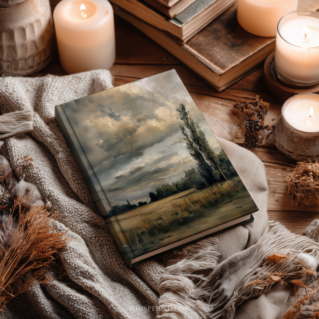 Moody Prairie Hardcover Journal - Stormy Countryside, Beautiful Landscape Notebook Gift