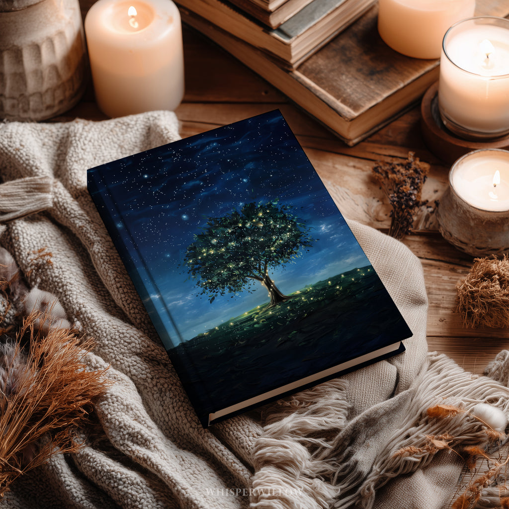 Sternenlicht-Glühwürmchenbaum-Notizbuch (Hardcover) – Verspielte Illustrationen, Glühwürmchen am Nachthimmel, Geschenkidee