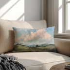 Dekokissen „Landschaftspferdewiese“ – Pastellfarbenes Wolkenlandschaftskissen