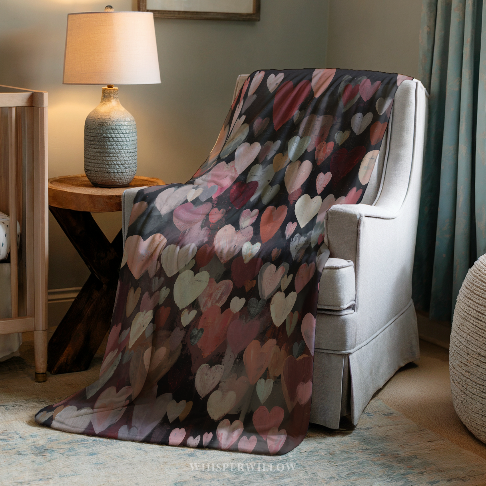 Plaid à motifs abstraits de cœurs peints | Art romantique et mélancolique | Décoration d'intérieur pour la Saint-Valentin