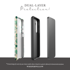 Teal Shamrock Dual Layer Phone Case | Samsung Compatible | Lucky Four Leaf Clover Cover