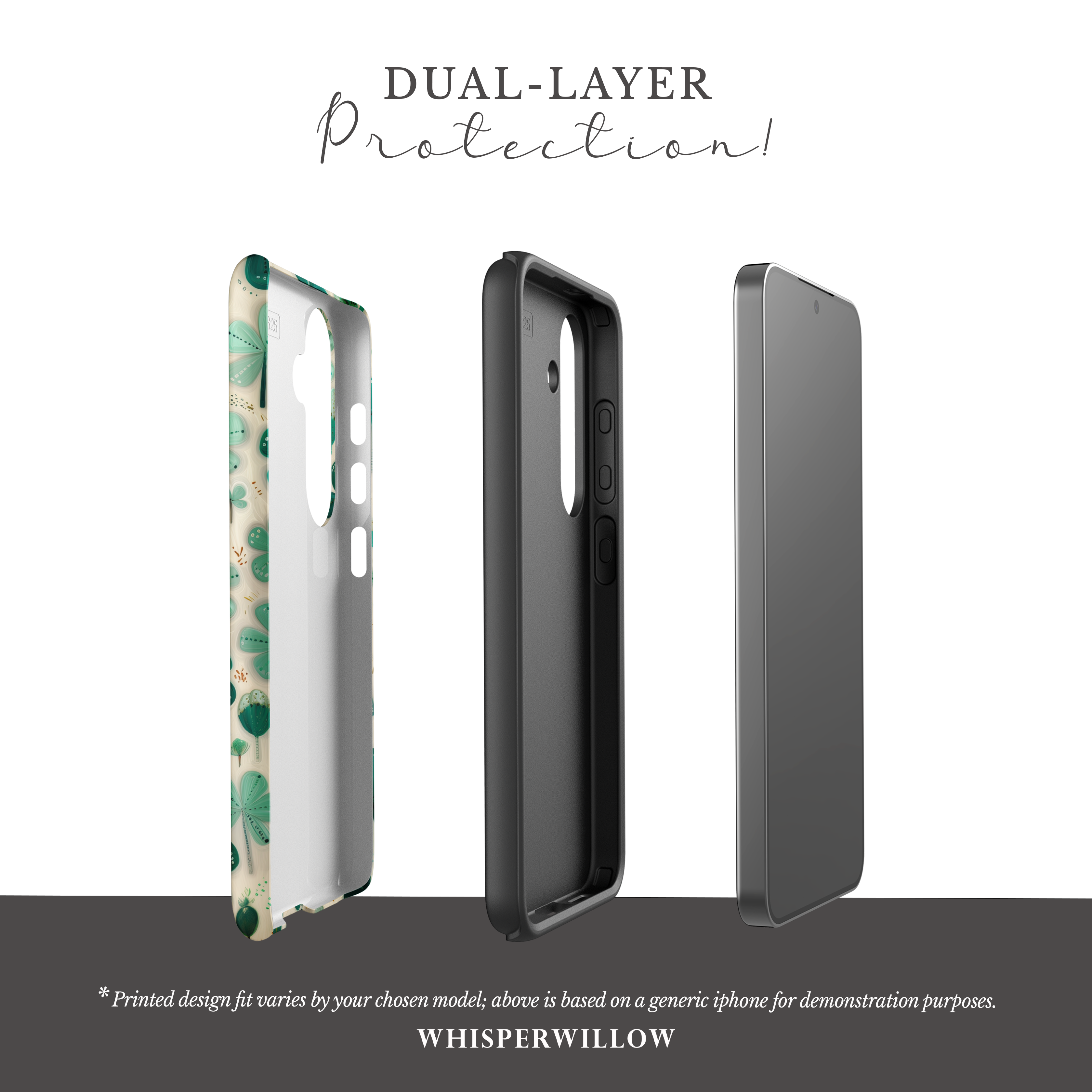 Teal Shamrock Dual Layer Phone Case | Samsung Compatible | Lucky Four Leaf Clover Cover