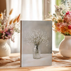 Baby's Breath Hardcover-Notizbuch – Neutrales, minimalistisches Notizbuch mit botanischen und floralen Motiven