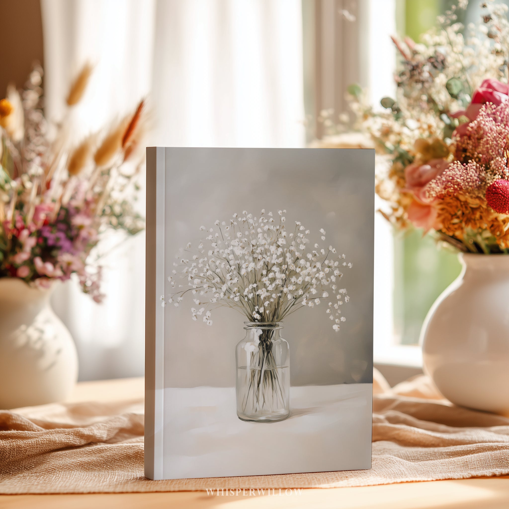 Baby's Breath Hardcover-Notizbuch – Neutrales, minimalistisches Notizbuch mit botanischen und floralen Motiven