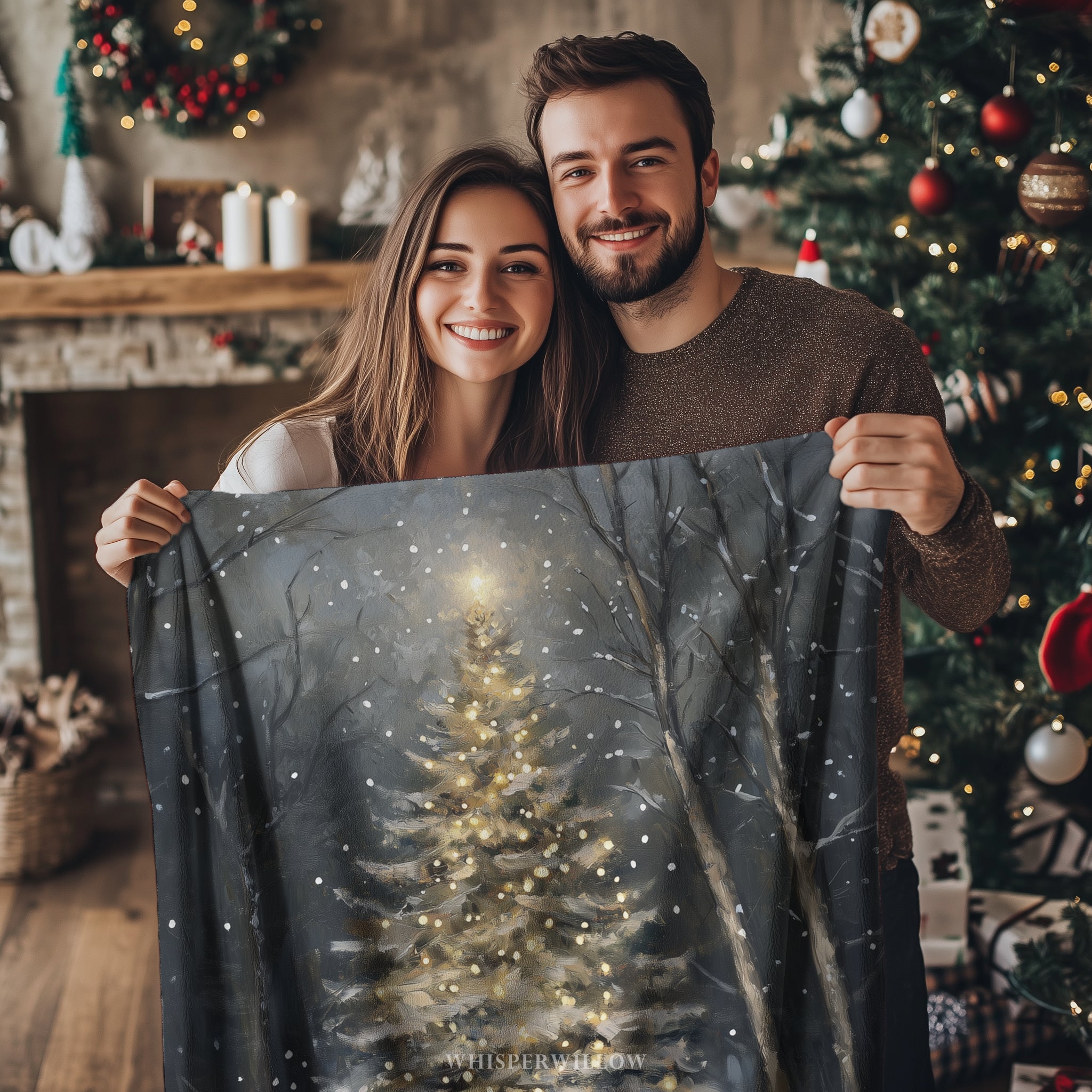 Winter Forest Christmas Throw Blanket - Festive Tree Snowfall Gift