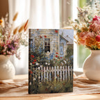 Notizbuch mit Hardcover „Cottage Garden“ – Wildblumen, weißer Zaun, rustikales florales Notizbuch als Geschenkidee