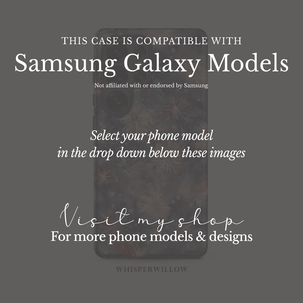 Abstract Fireworks Phone Case | Compatible with Samsung | Patriotic Red White Blue Starburst Cover