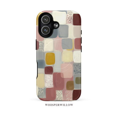 Abstract Color Block Phone Case | Compatible with MagSafe Charging | Cute Aesthetic Artistic Colorful Modern Neutral Gift by WhisperWillow Studios