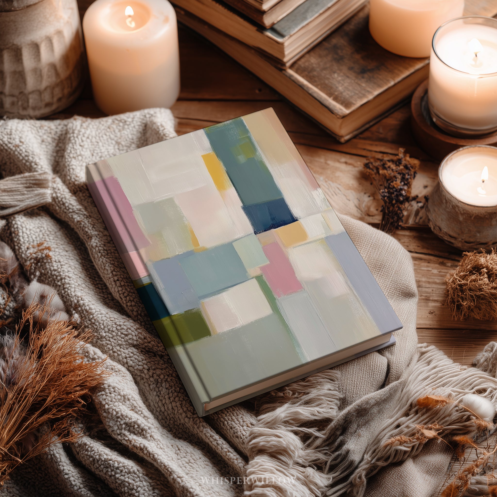 Notizbuch mit abstrakten geometrischen Blöcken (Hardcover) – Modernes Farb- und Musterdesign – Geschenkidee