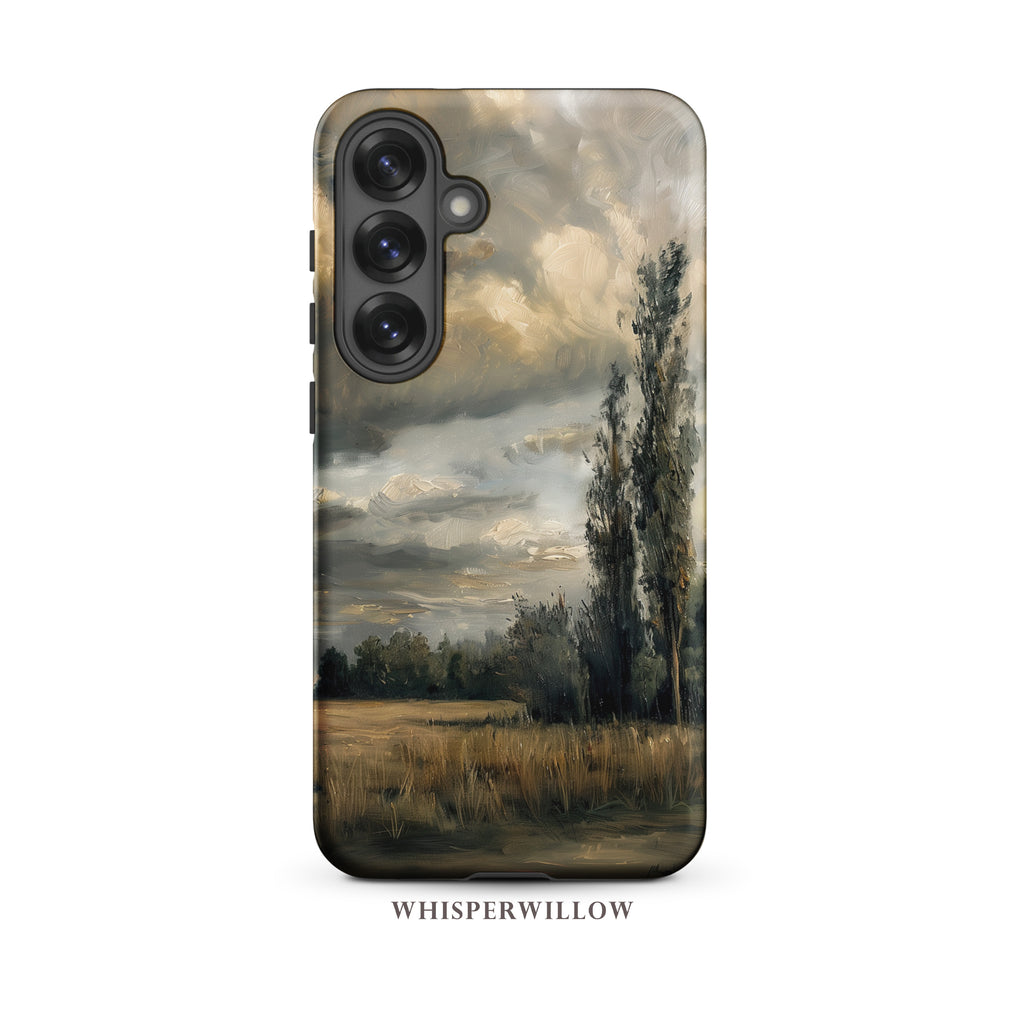 Moody Landscape Phone Case | Compatible with Samsung | Stormy Sky Nature Art Scenic Countryside Aesthetic Neutral Earthy Gift by WhisperWillow Studios