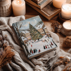 Carnet à couverture rigide Village de Noël - Patinage sur glace, sapin décoré, cadeau idéal pour les fêtes