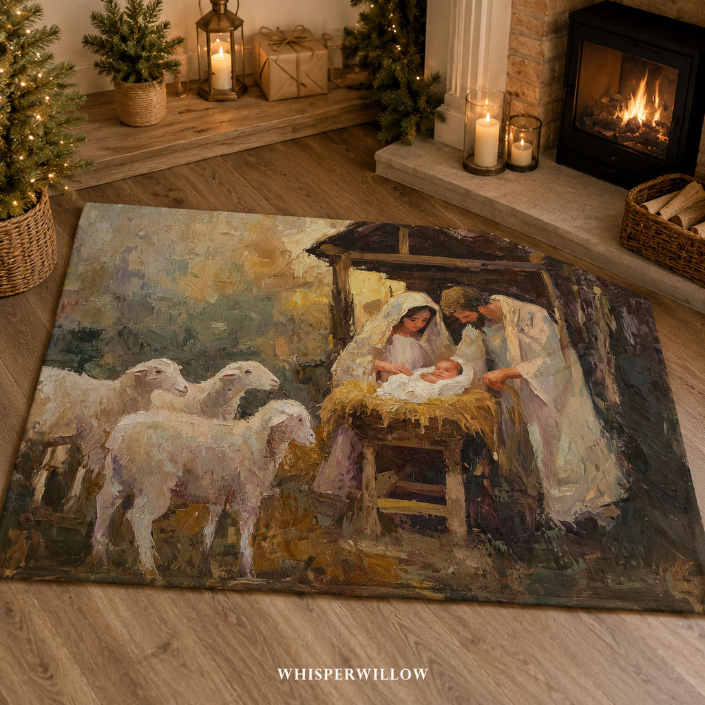 Nativity Christmas Throw Blanket - Holy Family Manger Gift