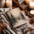 Notizbuch mit festem Einband: Winterwald mit Schneefall | Weihnachtslichter-Notizbuch | Weihnachtsgeschenk mit linierten Seiten