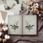 Carnet à couverture rigide White Gardenia - Décor floral élégant, carnet botanique minimaliste