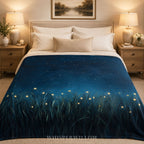 Firefly Meadow Throw Blanket - Starry Night Sky Summer Grass Gift