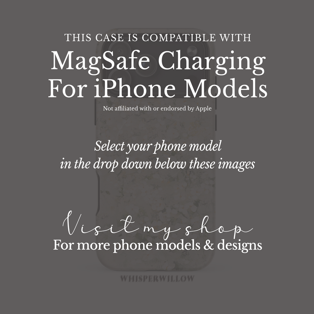 Cream Floral Phone Case | Compatible with MagSafe Magnetic Charging | Minimalist Elegant Botanical Art | Aesthetic Ivory Blossom Design