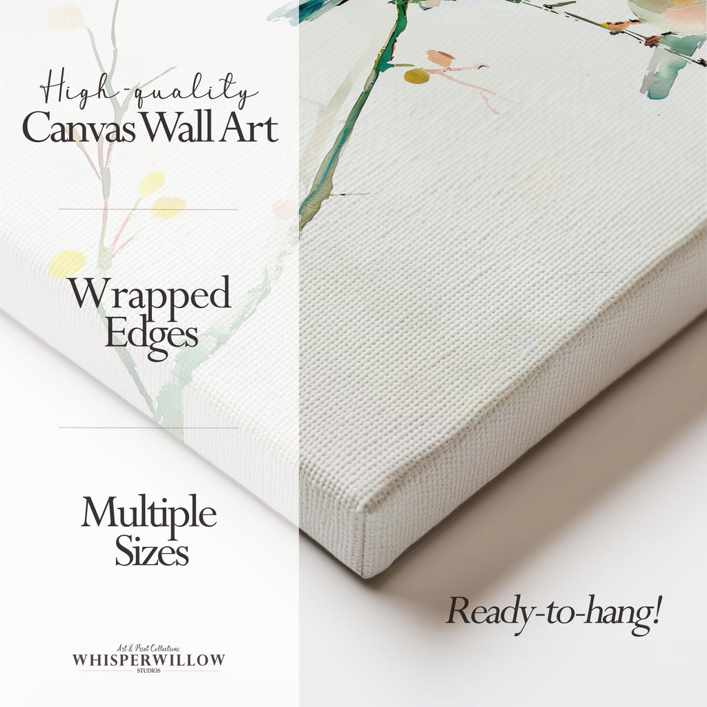 Tableau sur toile | Motif oiseau romantique | Décoration minimaliste nature