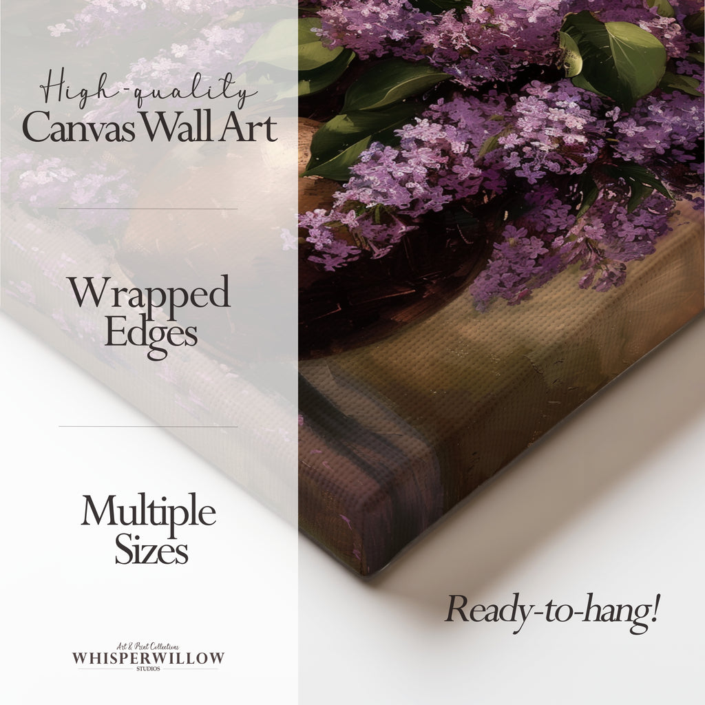 Fliederstrauß-Leinwandbild | Lila Blumendruck | Landhausdeko