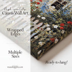 Country Home American Flowers Canvas Wall Art | Vintage Cottage Garden Picket Fence | Rustic Independence Day Decor