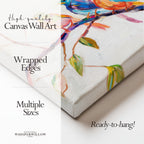 Colorful Birds Canvas Wall Art | Vibrant Tree Branch Wildlife | Abstract Animal Decor