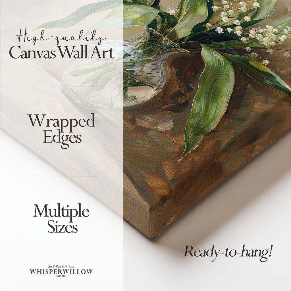 Tableau sur toile Muguet - Bouquet floral vintage, nature morte botanique élégante, magnifique décoration champêtre classique