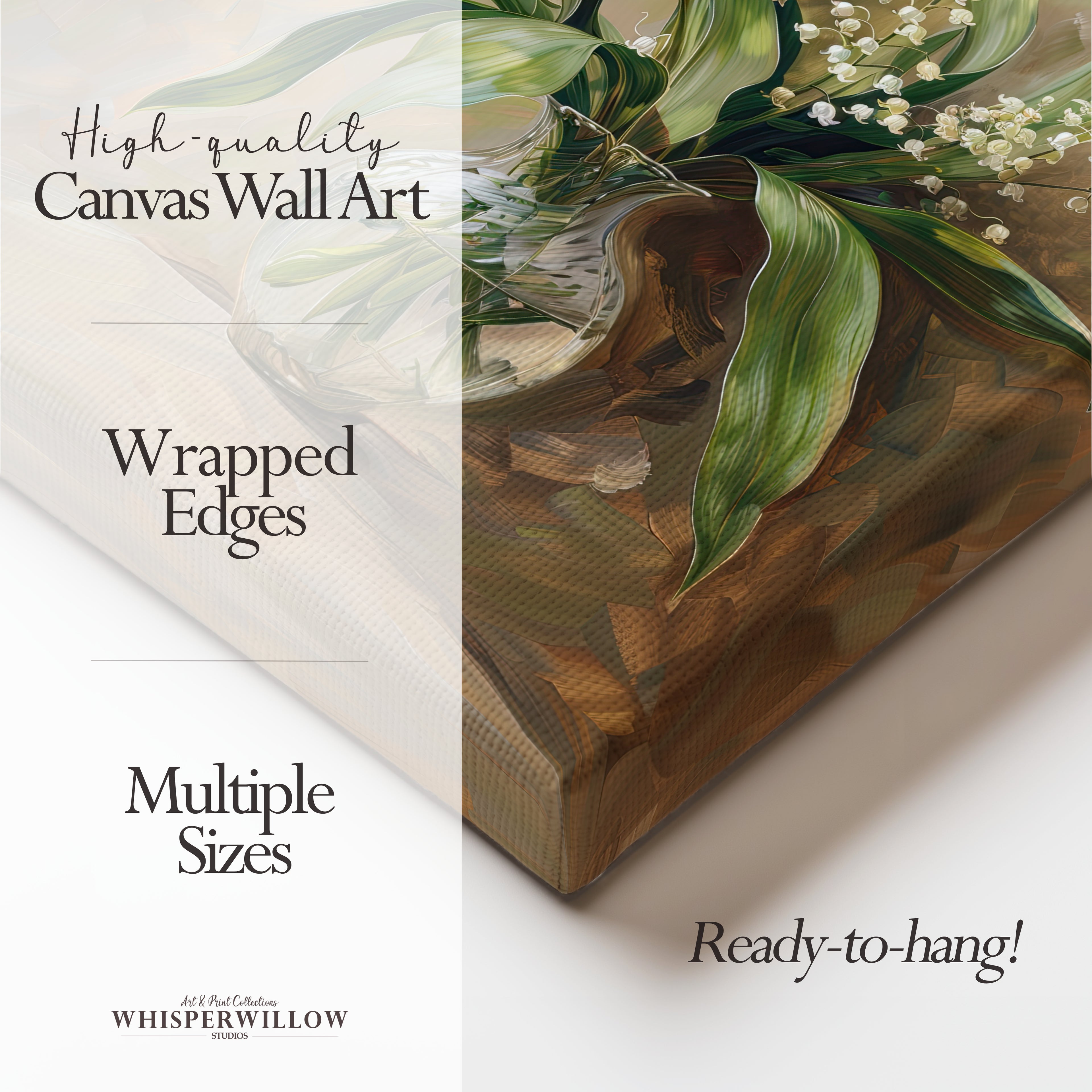 Tableau sur toile Muguet - Bouquet floral vintage, nature morte botanique élégante, magnifique décoration champêtre classique