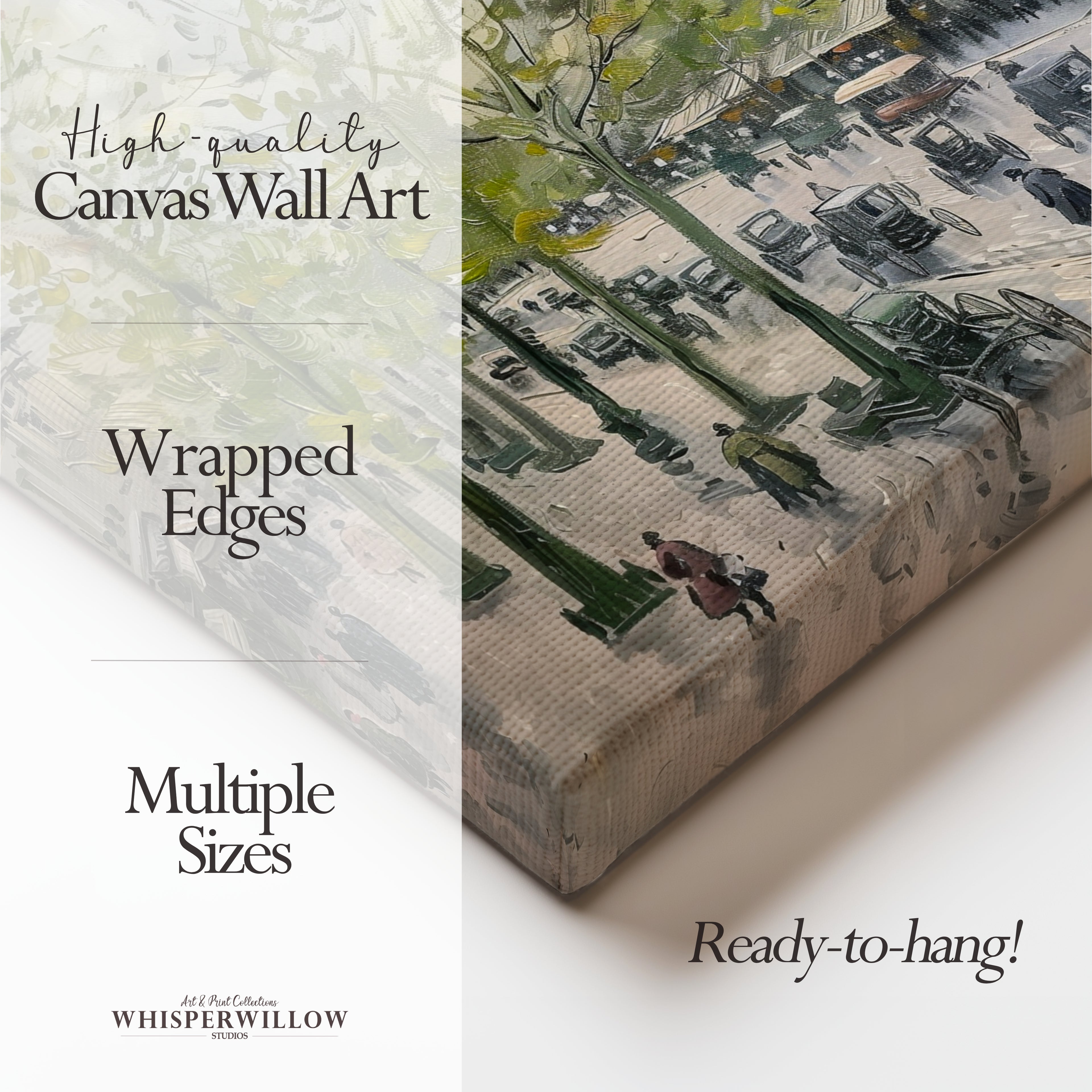 Paris Street Scene Canvas Wall Art | Vintage Horse Carriage Print | 1880s European Architecture