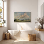 Leinwandbild „Pferdeland“ | Idyllische Hügellandschaft | Rustikale Landhausdeko im Vintage-Stil