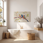 Colorful Birds Canvas Wall Art | Vibrant Tree Branch Wildlife | Abstract Animal Decor