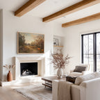 Vintage-Leinwandbild mit Kürbismotiv – Herbstlicher Bauernhaus-Landweg