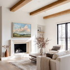 Leinwandbild „Pferdeland“ | Idyllische Hügellandschaft | Rustikale Landhausdeko im Vintage-Stil